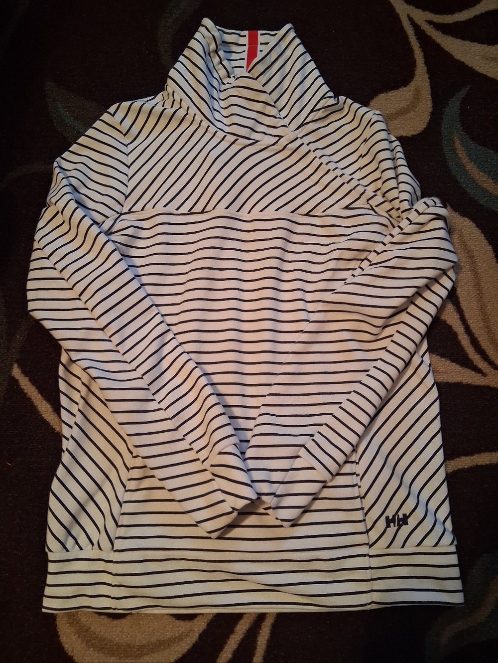 Helly Hansen White with Blue Stripe Funnel Neck Top